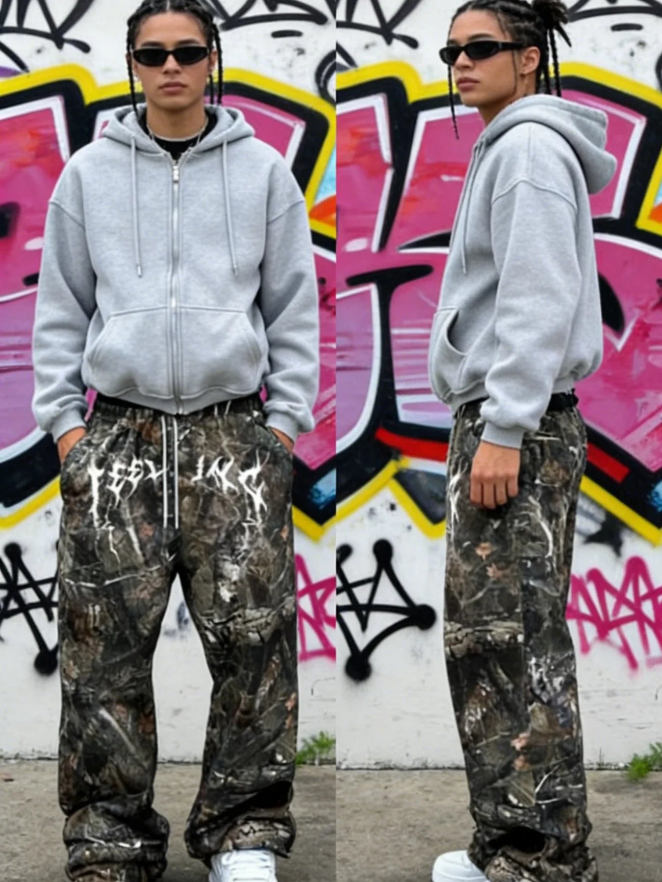 Jungle camo print canvas hip-hop style men's jogger pants casual pants