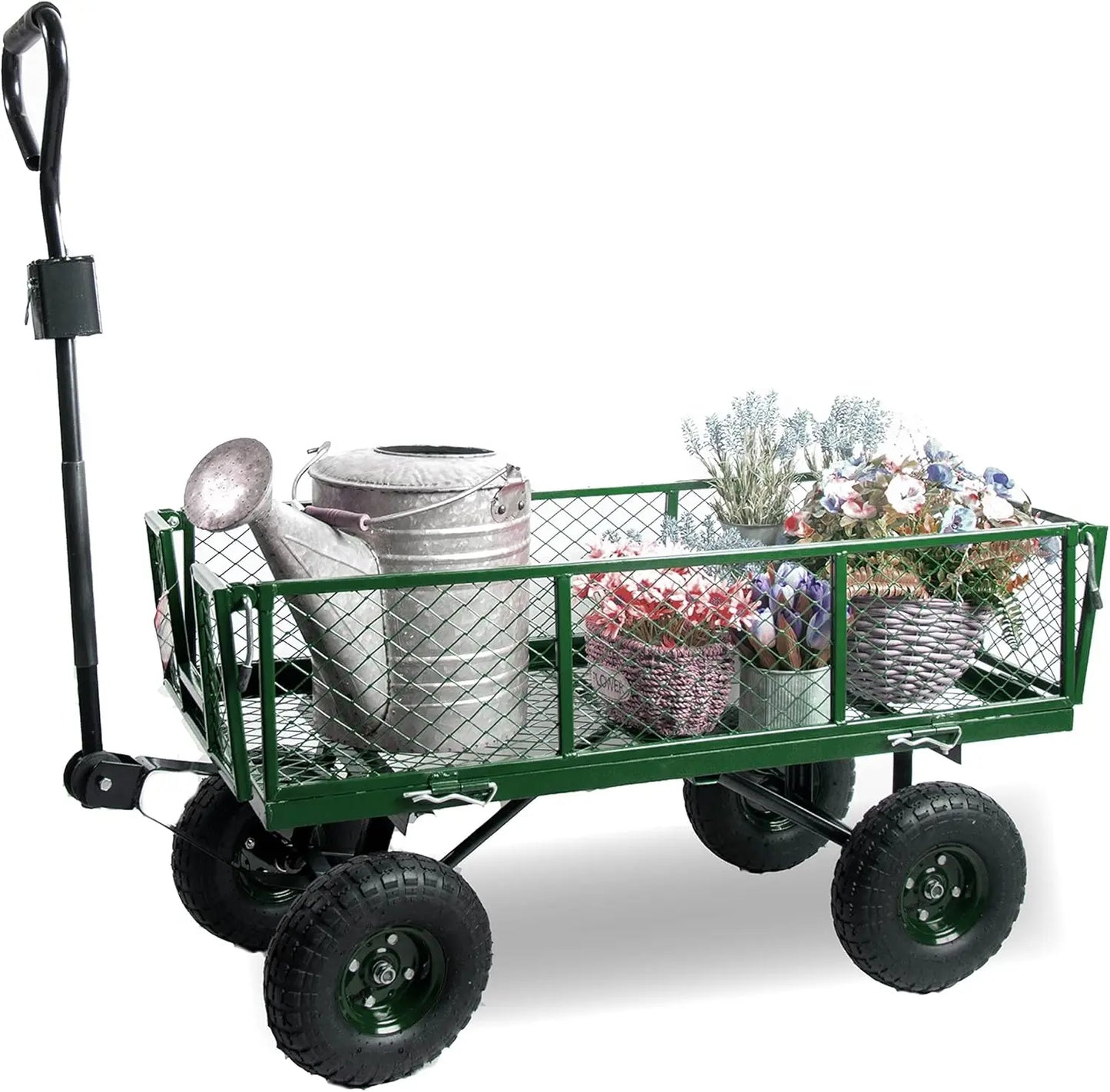 Collapsible Beach Wagon with All-Terrain Big Wheels,Folding Wagon Carts Heavy Duty with Adjustable Handle for Outdoor,Garden,Spo