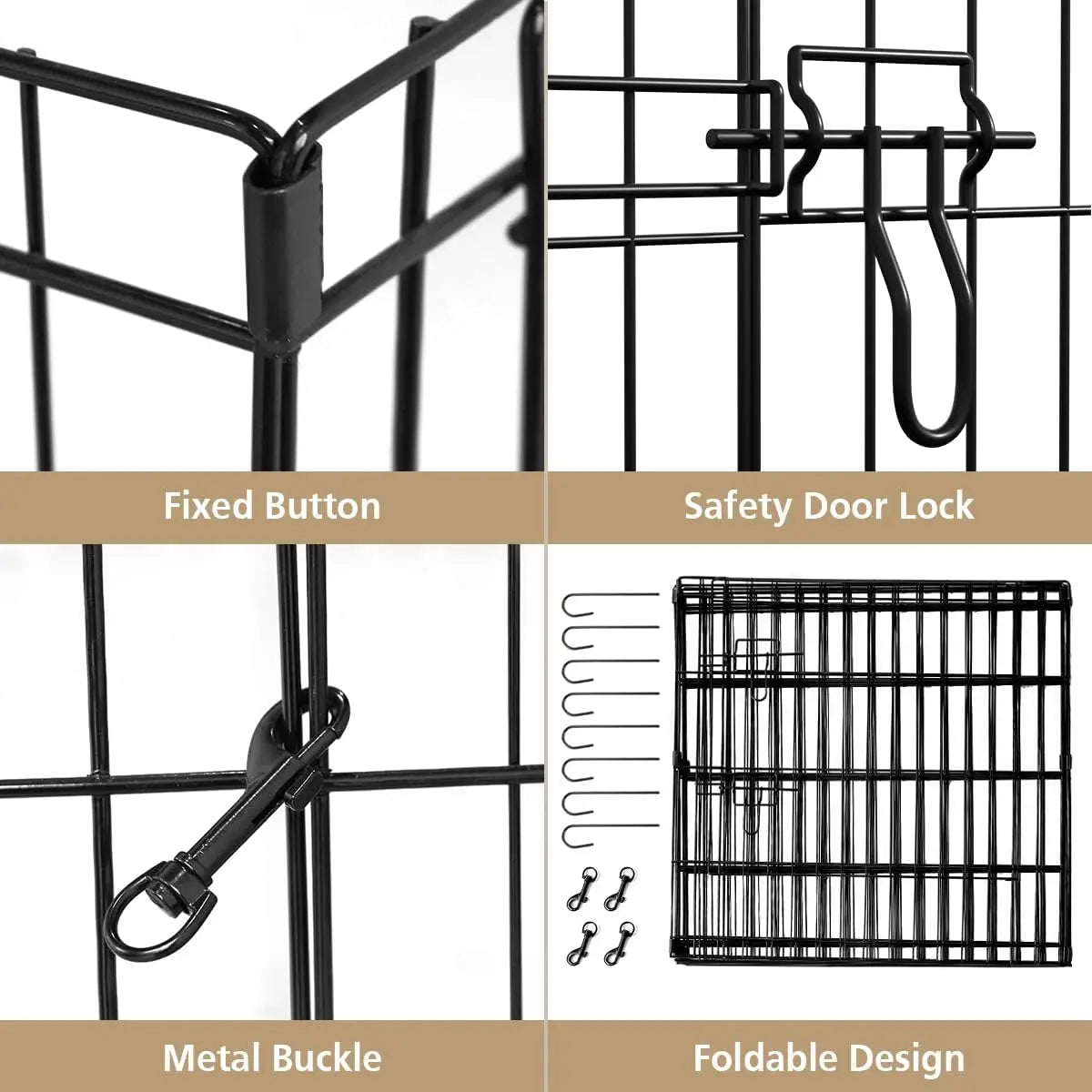 Foldable 8-Panel Dog Playpen, 24''x24'', Ideal for Indoor/Outdoor Pet Exercise & Kennel
