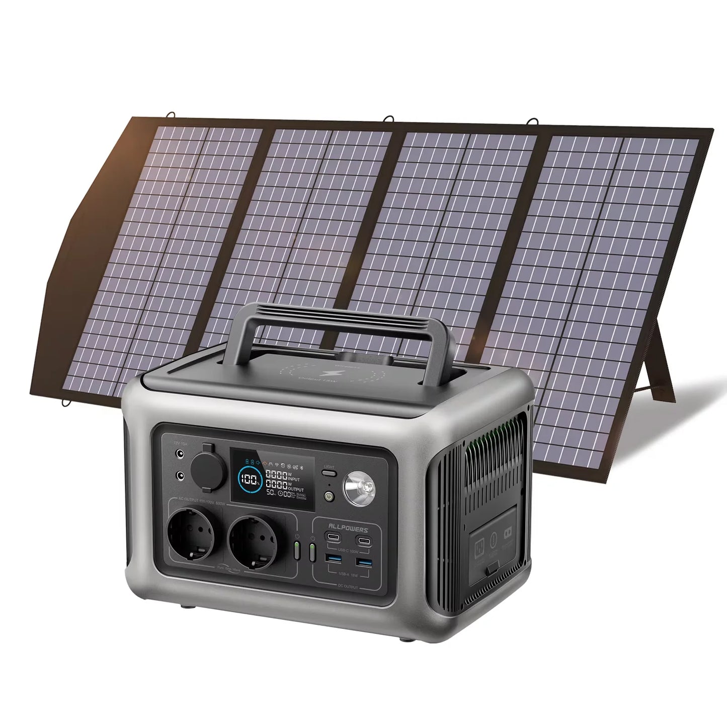ALLPOWERS R600 299Wh 600W LiFePO4 Portable Power station with 100W / 140W / 200W Solar panel (Optional) for Home use Camping RV