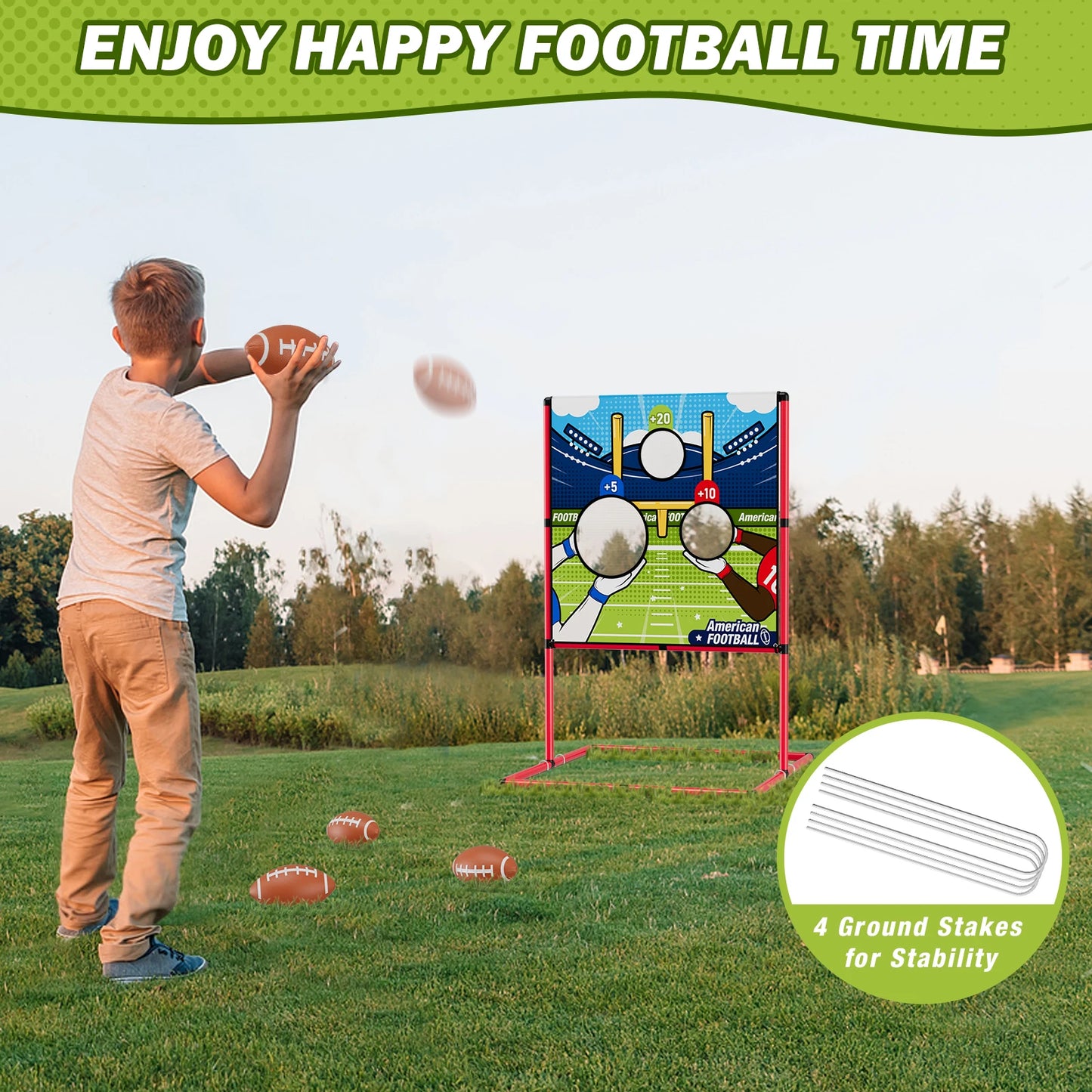 Throwing Target Game, Football Target Practice for Kids, Indoor Outdoor Backyard Yard Garden Sports Toys Gifts for Boys Girls