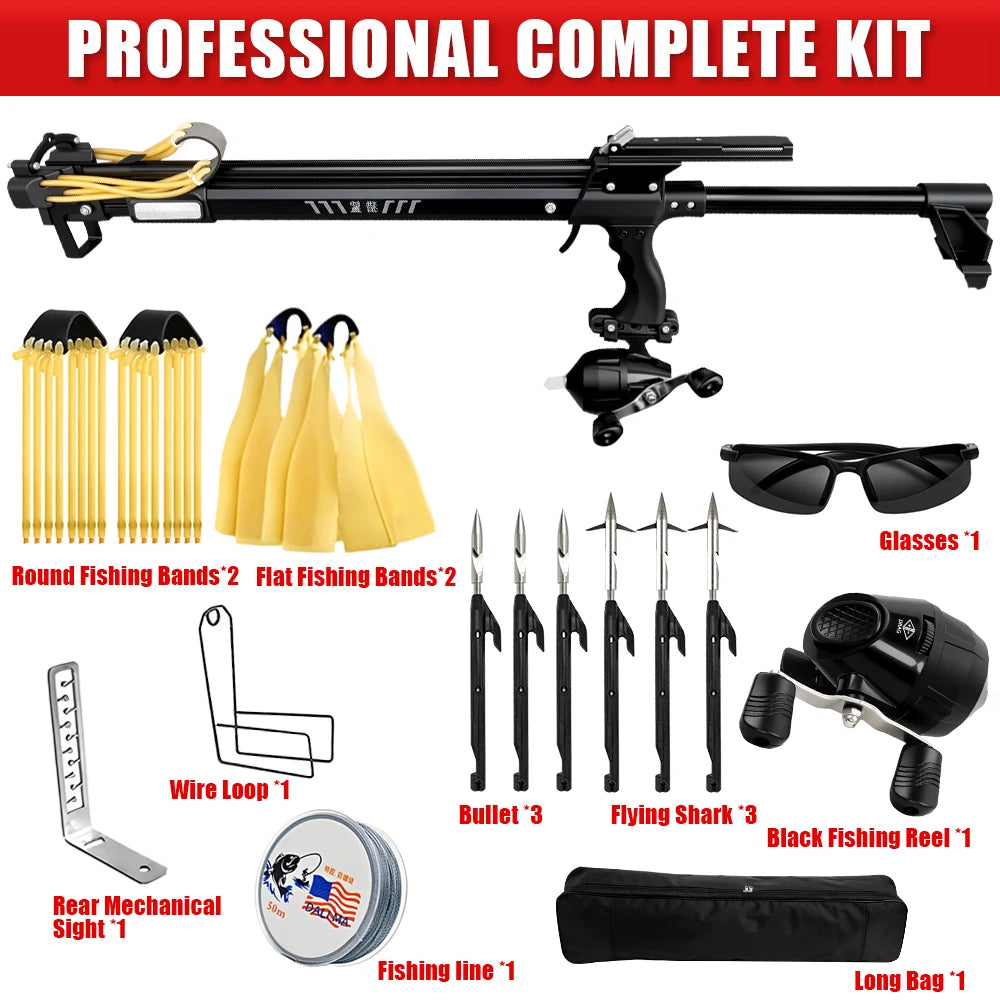 Heavy-Duty Fishing Slingshot, Professional Pole Stretching Shooting Catapult with Reel,Adjustable Telescopic Outdoor Fishing Use