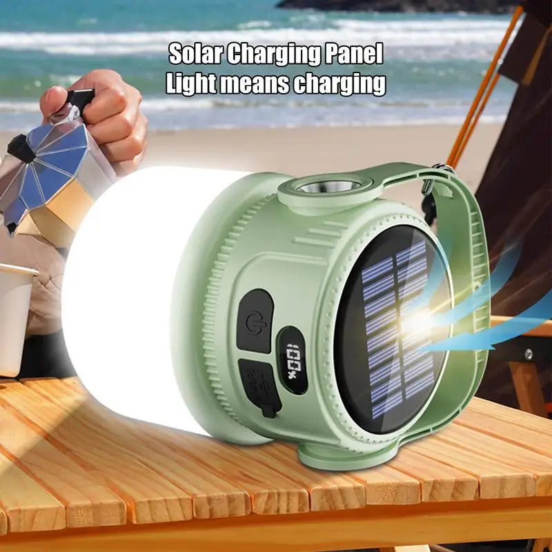 Rechargeable LED Camping Lantern Portable LED Camping Flashlight Solar Rechargeable Waterproof Outdoor Supplies Lightweight Tent