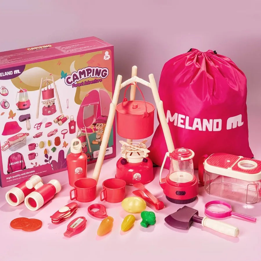Meland Camping Set for Girls - Indoor Outdoor Pretend Play Tent Toy with Colorful Design and Durable Fabric Perfect Christmas B