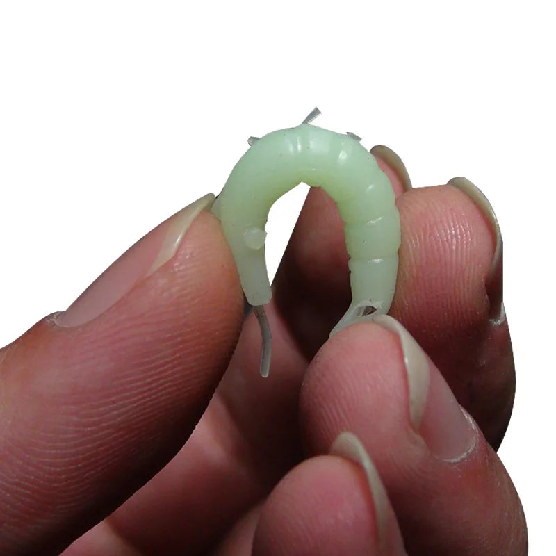 50PCS Luminous Biomimetic Grass Shrimp Soft Lure Bait with Hooks, Saltwater & Freshwater Fishing Artificial Shrimp