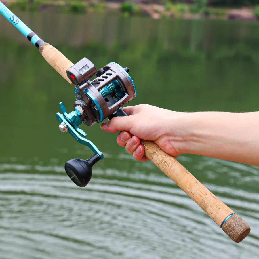 Inshore Fishing Rod Combo with Line Counter Fishing Reel Ideal for Catfish Salmon and Steelhead Perfect for Striper