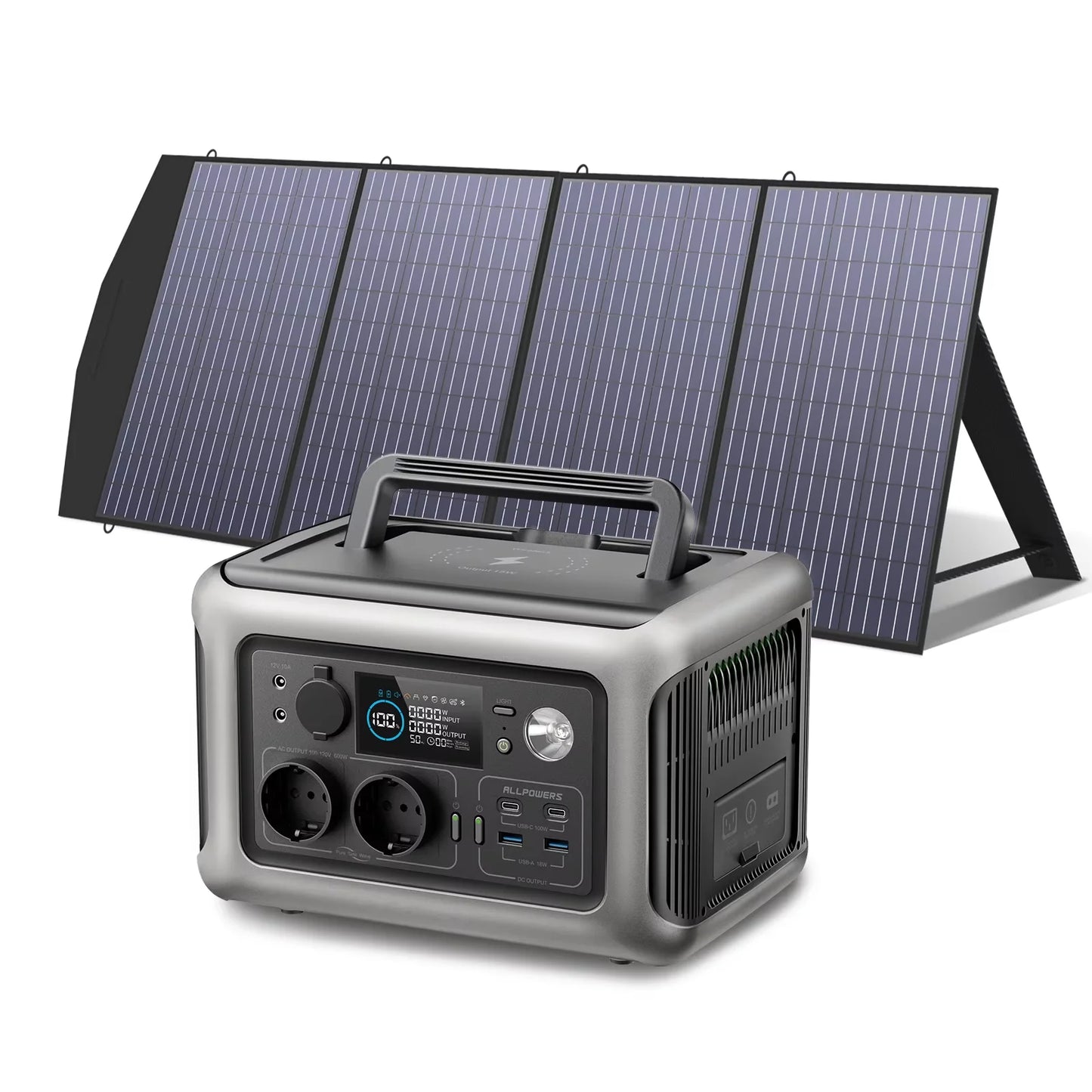 ALLPOWERS R600 299Wh 600W LiFePO4 Portable Power station with 100W / 140W / 200W Solar panel (Optional) for Home use Camping RV
