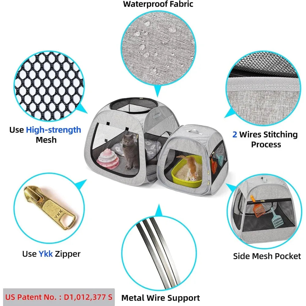 Portable Foldable Pet Playpen, Trapezoidal Design for Stability, Indoor Outdoor Cat Dog Tent Enclosure