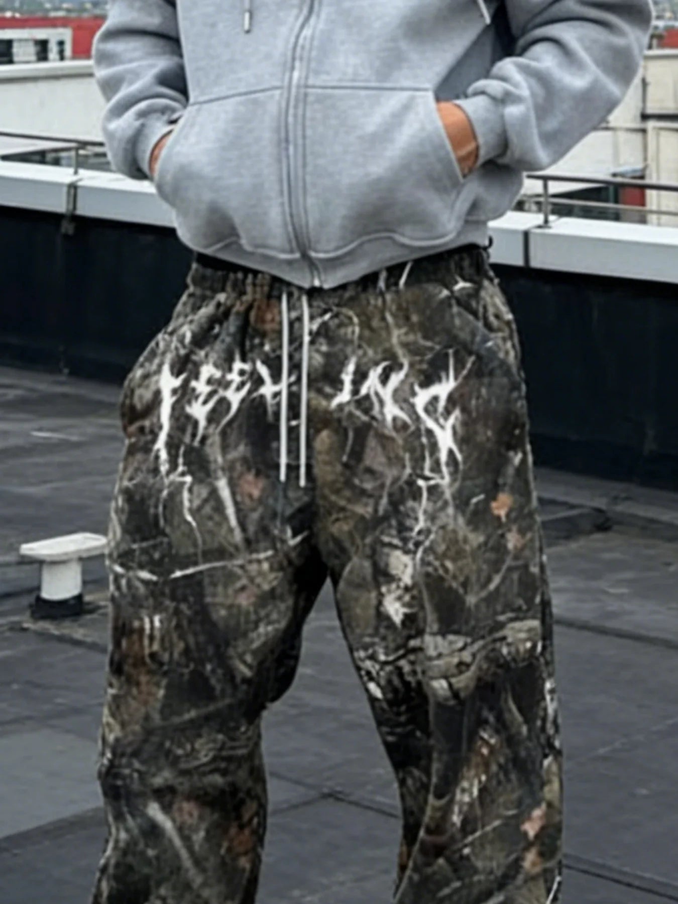 Jungle camo print canvas hip-hop style men's jogger pants casual pants