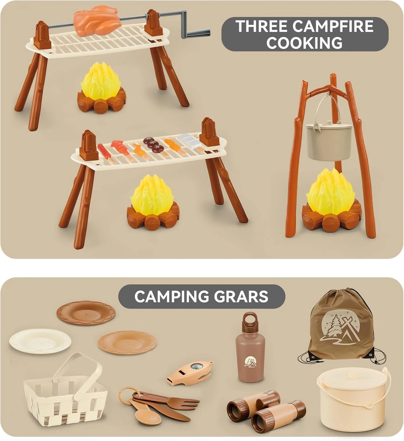 Kids Camping Set with Pop Up Tent - Lightweight Waterproof Kids Camping Toys Kit for Baby Boys Girls Toddlers Children Christmas