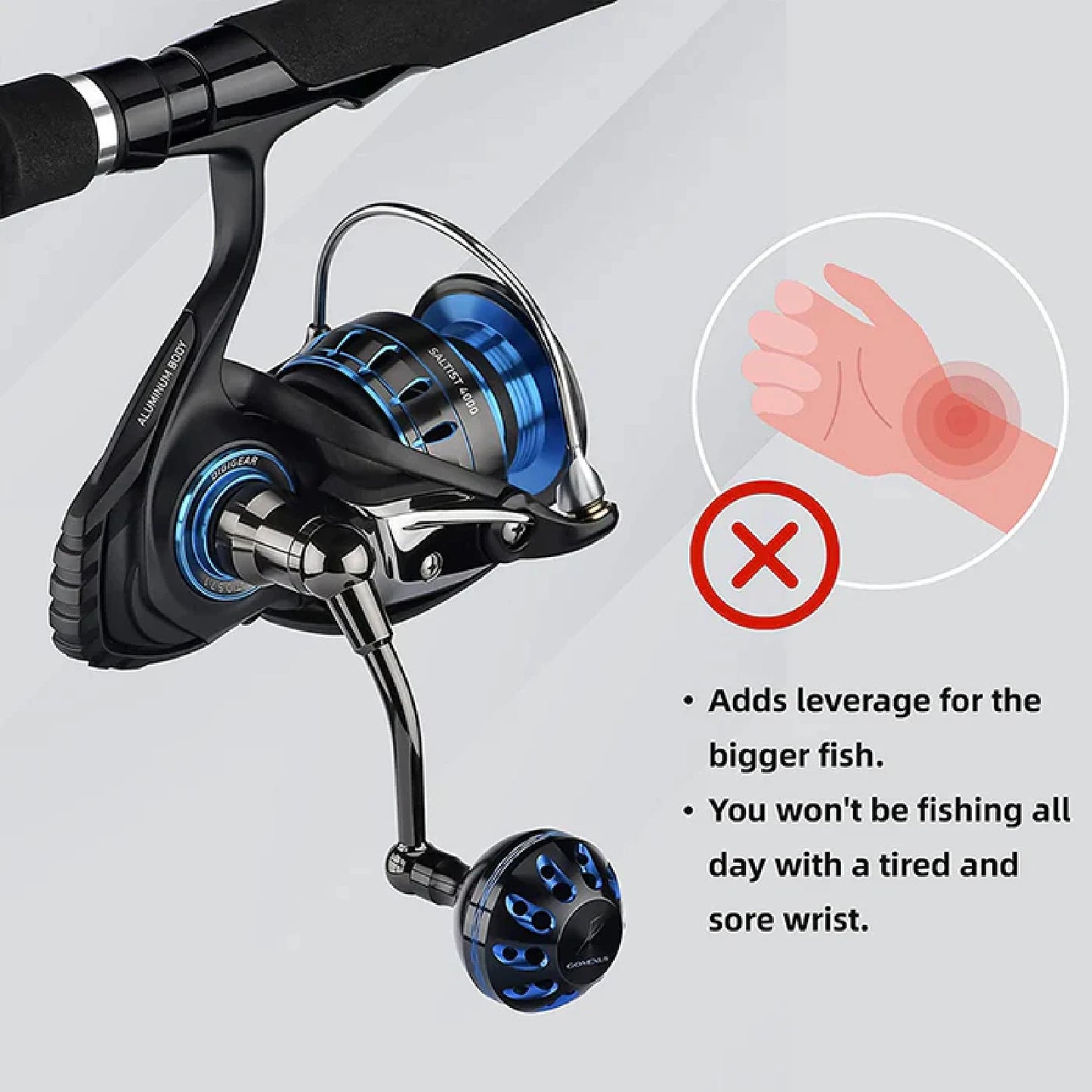 GOMEXUS Power Handle for Daiwa 16 Saltist 4000 4500 5000 22 Saltist MQ Spinning Reel