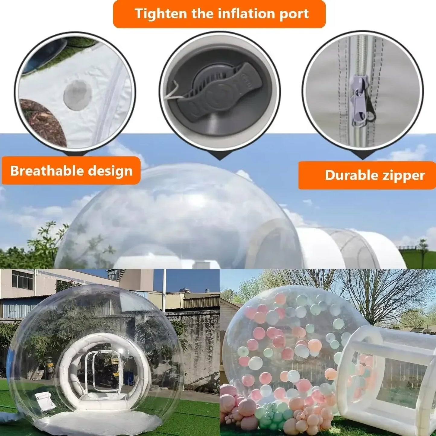 Inflatable Bubble Tent Dome for Kids Parties Weddings Beach, Fun Transparent Fun Outdoor Entertainment Shelter