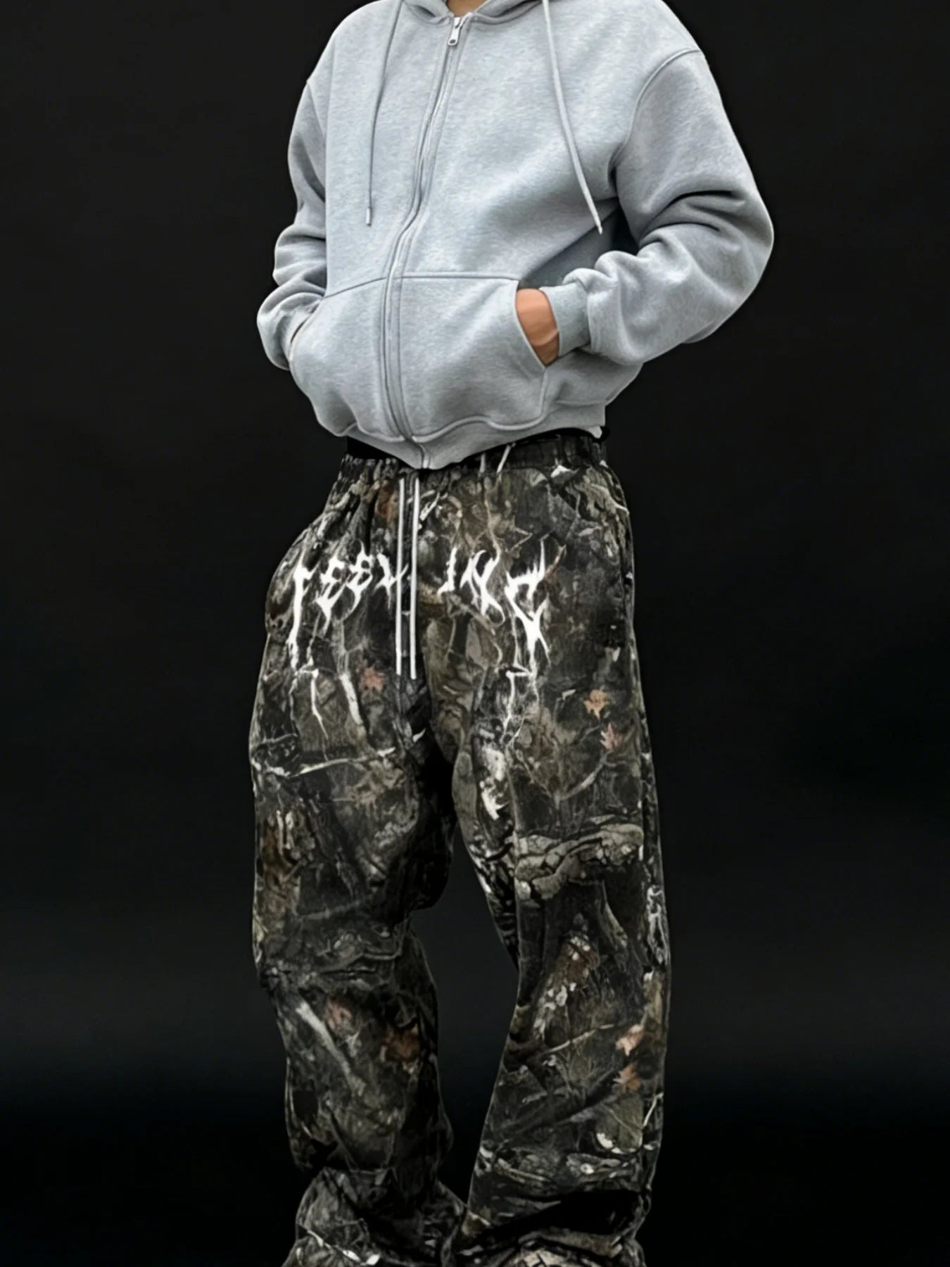 Jungle camo print canvas hip-hop style men's jogger pants casual pants