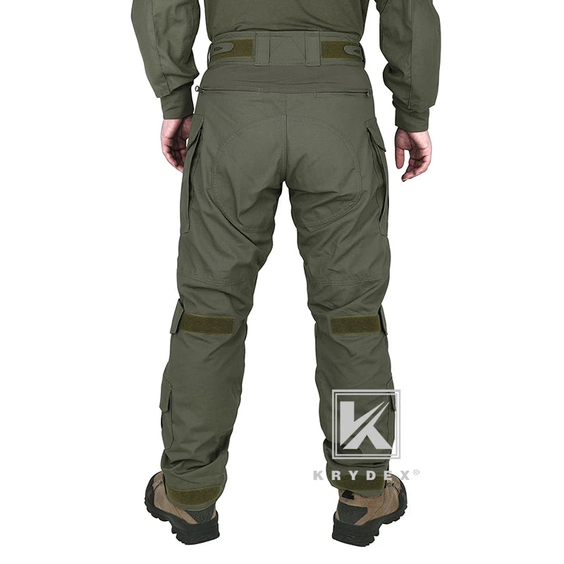 KRYDEX Combat Trousers Ranger Green Tactical Uniform Pants With Knee Pad For Outdoor Hunting Hiking