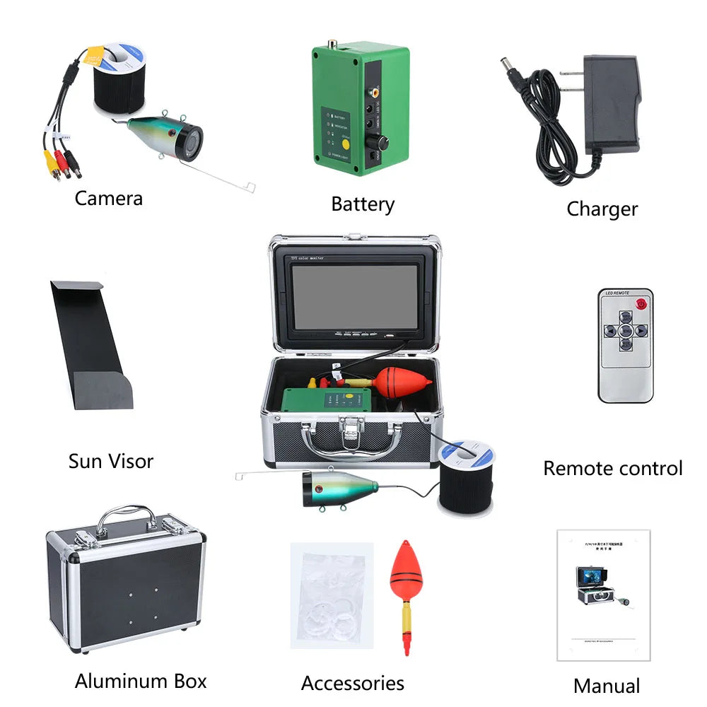 15M/30M Underwater Fishing Camera With 7inch 15pcs White LEDs +15pcs Infrared Lamp HD1080P Camera Fishfinder For Ice Sea Fishing