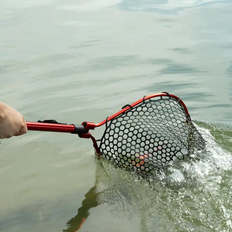 Telescoping Fishing Landing Net Folding Fishing Net With Handle Portable Silicone Mesh Fish Hand Net Fishing Gear Accessorie