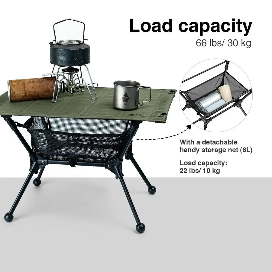 Dipper Camping Table, Lightweight Portable Folding Table with Mesh Storage Net, High Low Options, Ideal for Camping, Hiking, Tai