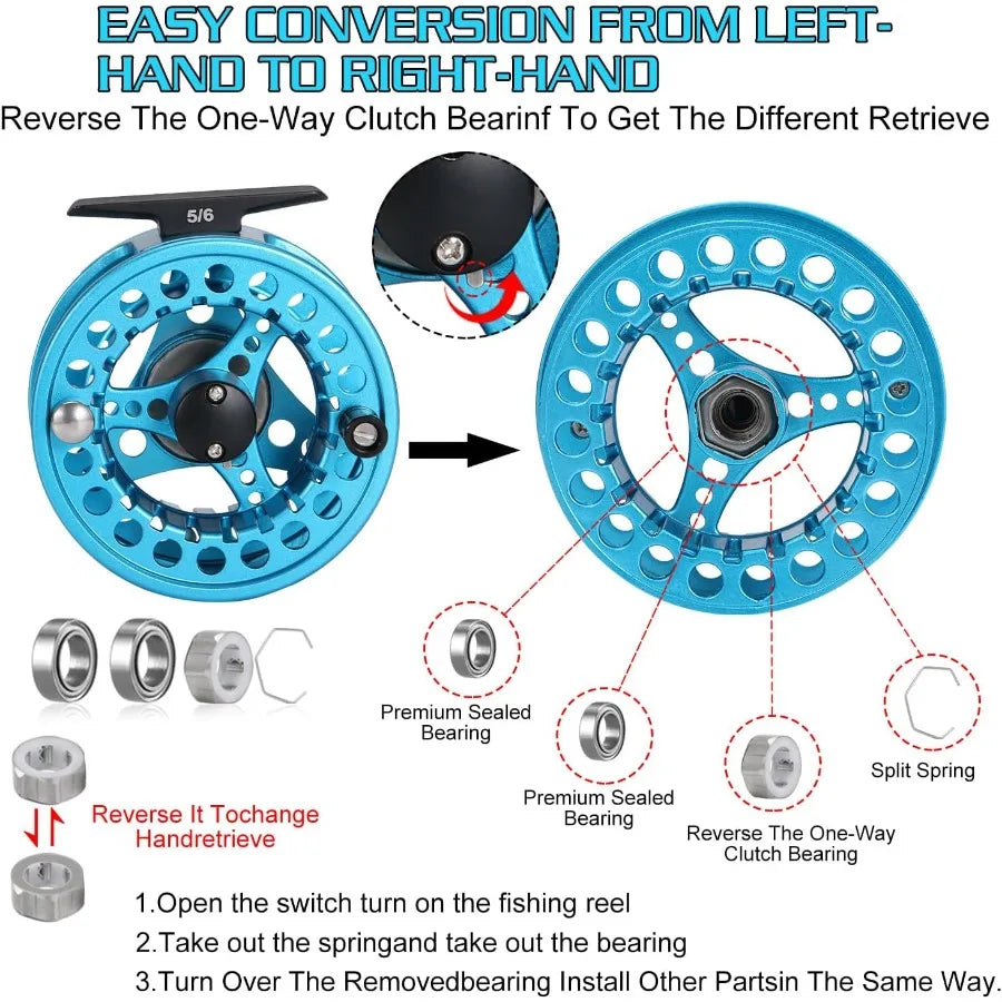 Standard Fly Fishing Combo Starter Kit 5 6 Weight 9' Fly Rod with SuperPolymer Handle for Precision Casting and Com