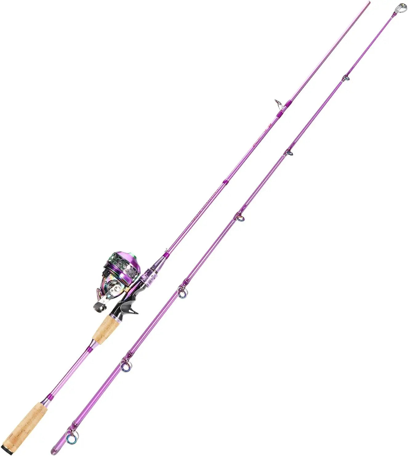 Medium Heavy Spincast Fishing Rod Reel Combo, 2-Piece Pole with Smooth Push-Button Bait Casting Design