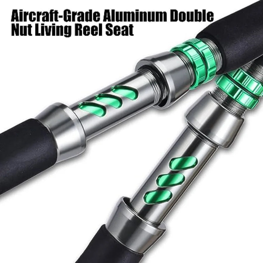 2Piece Conventional Fishing Rod and Reel Combo for Catfish Salmon Steelhead Striper and Bass with Comfortable EVA NonSlip Grips