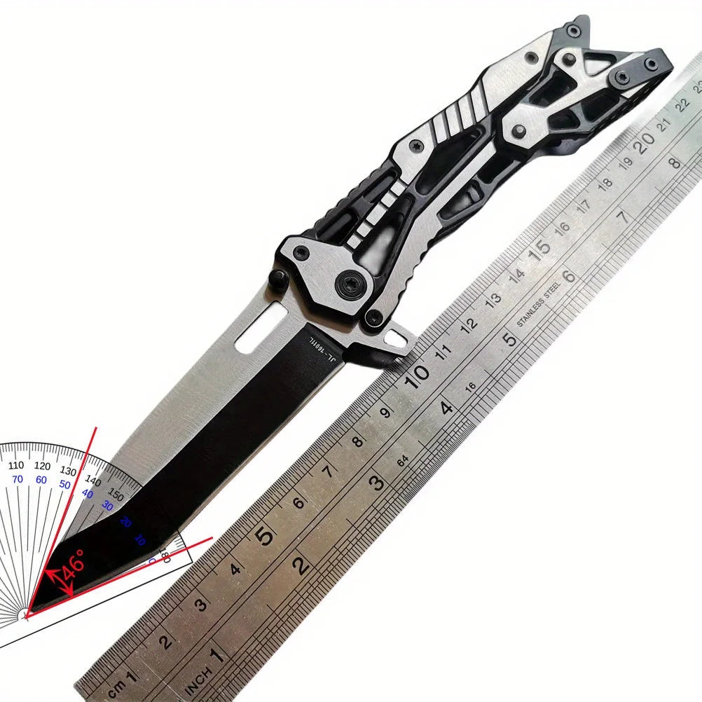 Steel Samurai EDC Folding Knife - 3.35" 8CR15MOV Blade, 5.1oz Ultra-Lightweight Tactical Design, Skeletonized Grip (8.35" Total)