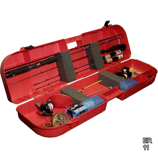 Ice Fishing Rod Storage Case, Holds 8 Rods with Secure Latch & Strong Handle, USA Made in Red