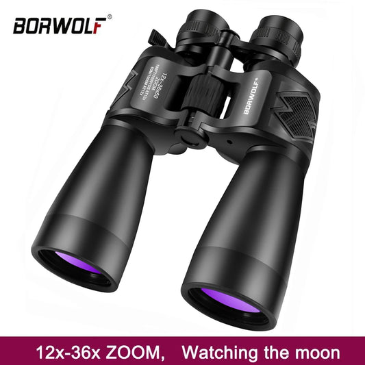 Borwolf 12-36X60 Binoculars BAK4 Prism FMC Optical Lens High Power Hunting Birdwatching Light night vision telescope