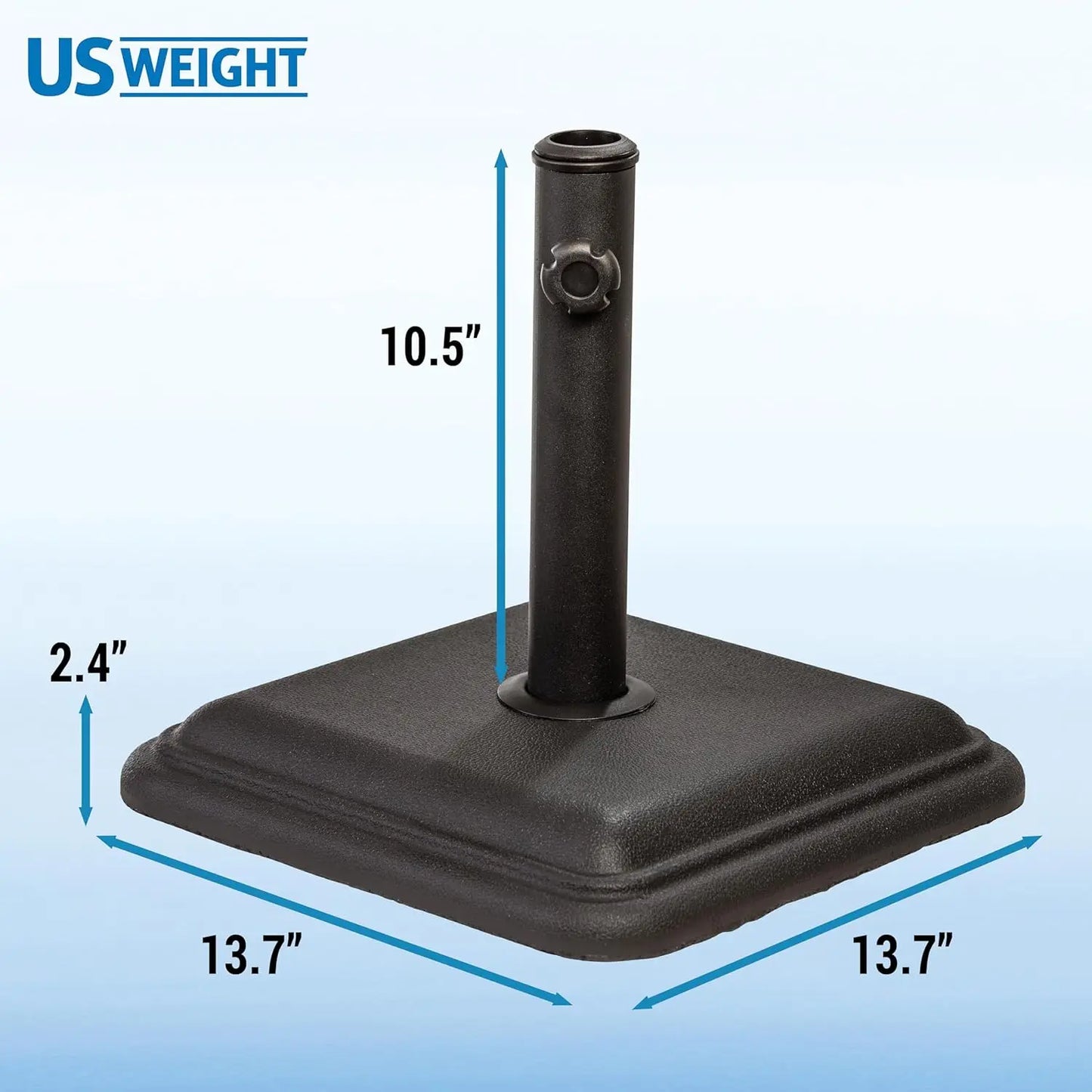 26lb Cast Stone Outdoor Umbrella Stand Base for Patio Tables, Fits 1.3-1.8" Poles, Black
