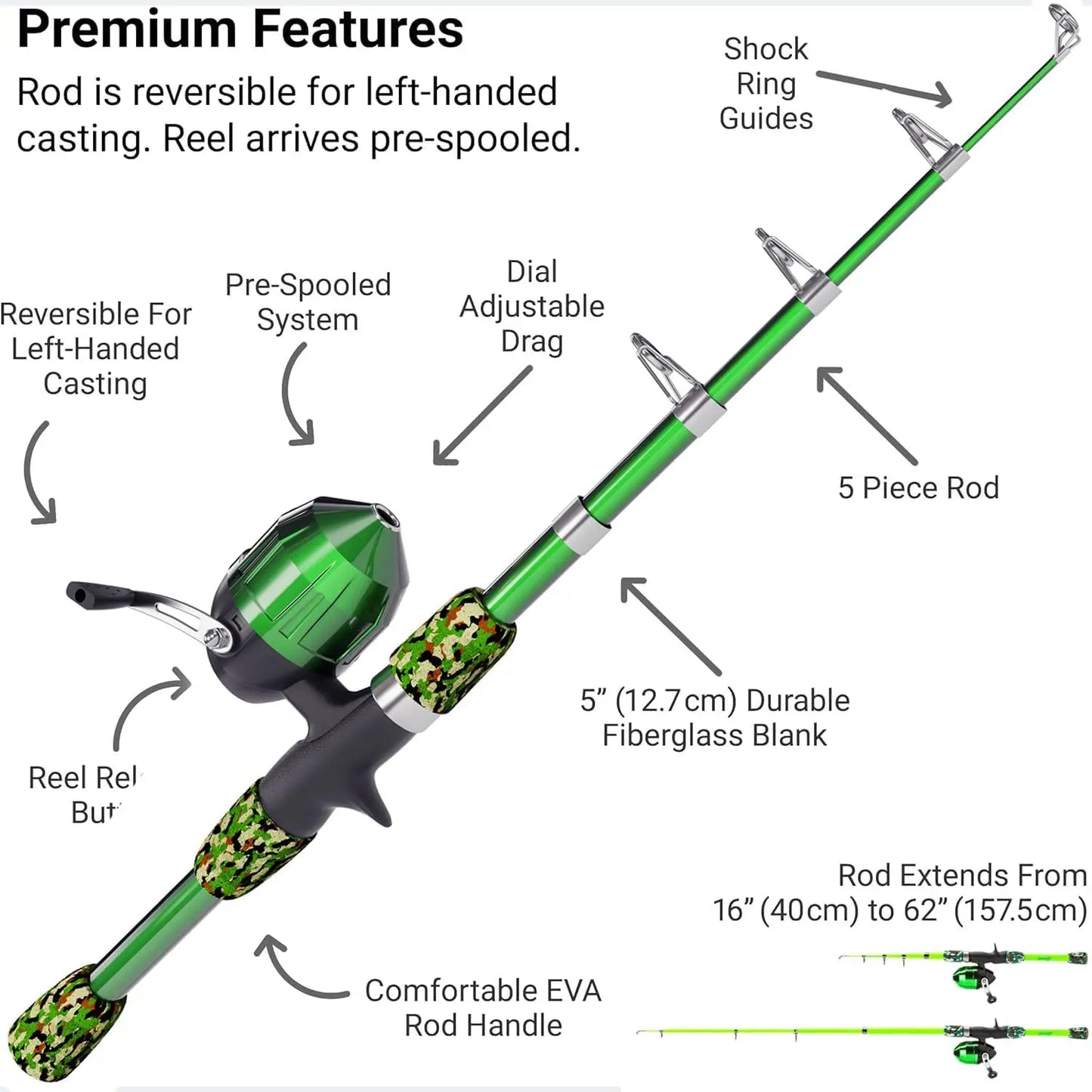 Kids Telescopic Fishing Rod Set with Tackle Box & Net - Complete Gear for Ages 5-10