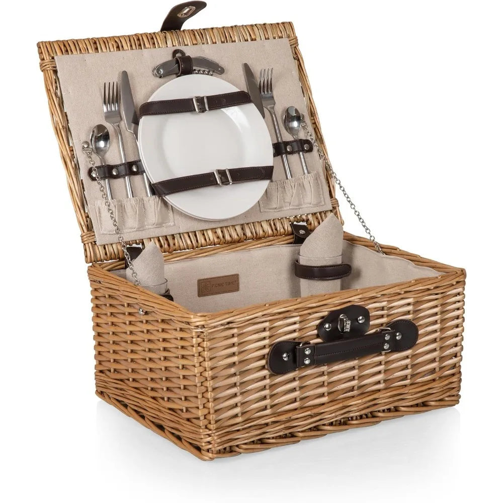 picnic time classic picnic basket for 2, romantic picnic for 2, wicker