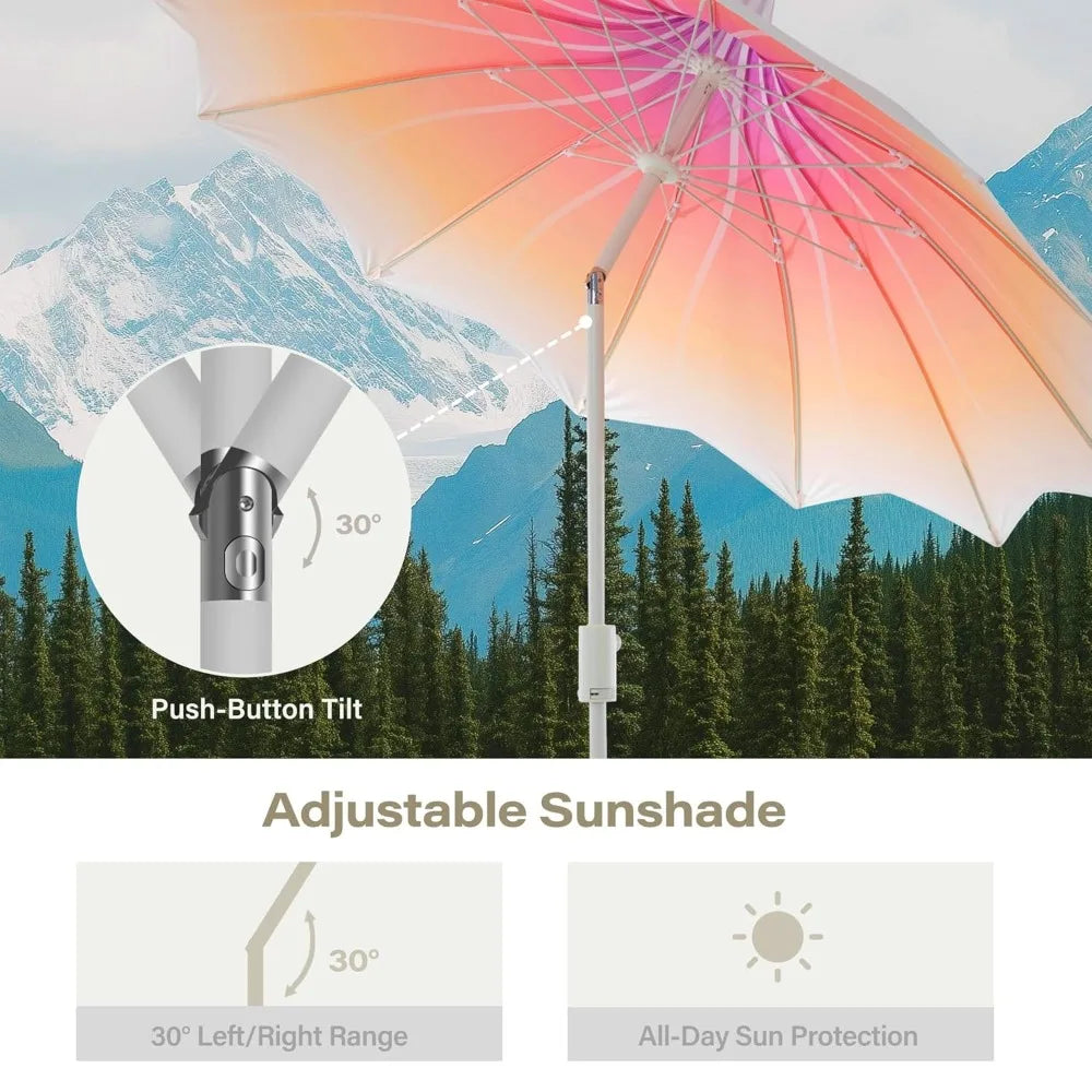 9ft Outdoor Pagoda Patio Umbrella with Lights, Patio Table Market Umbrella with Petal Design Canopy, 360° Rotation, Customized