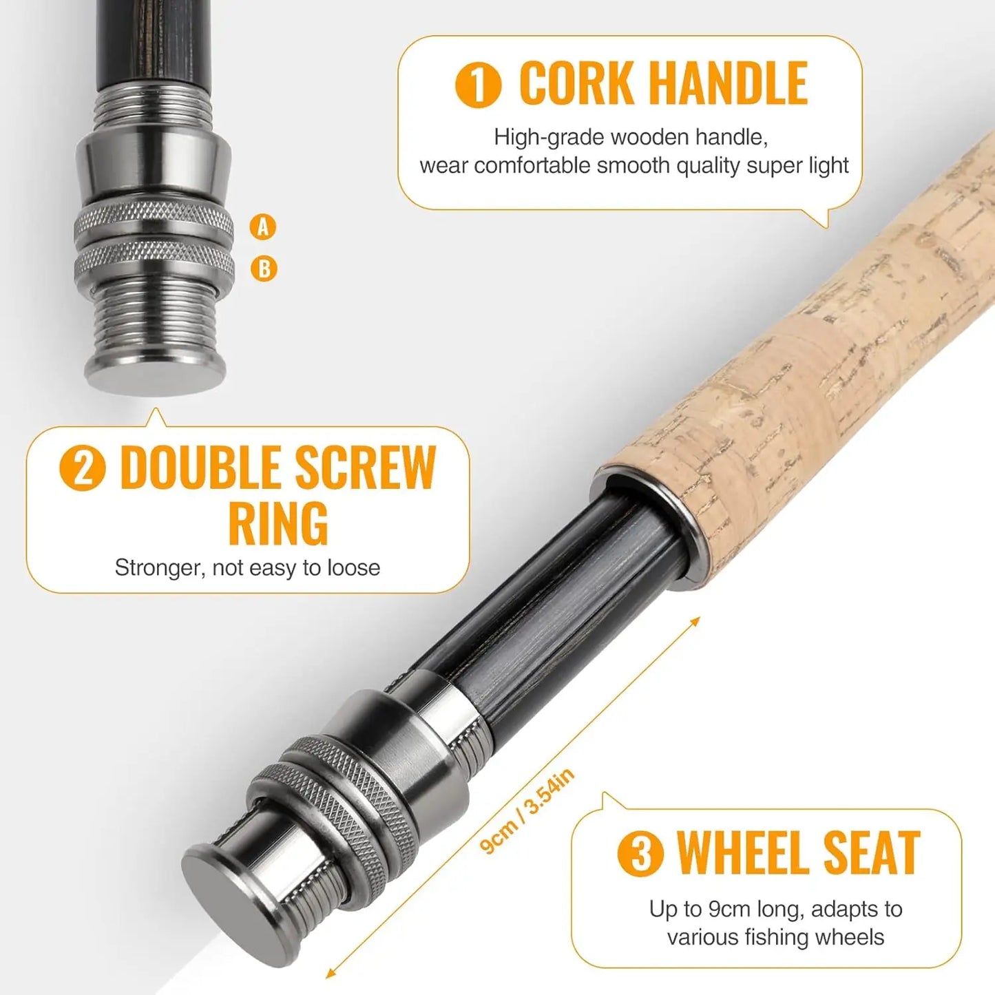 Lightweight 4-Piece Graphite Fly Fishing Rod & Reel Combo Starter Kit with Portable Bag