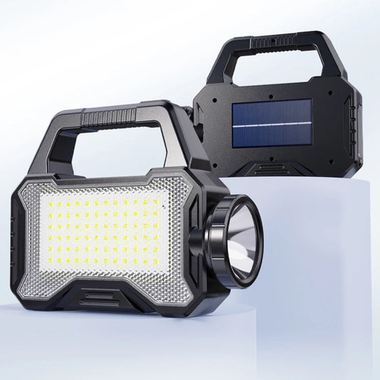 Solar Camping Lantern Long Range Powerful Solar Spotlight Type C Rechargeable Handheld Spotlight Torch COB for Outdoor Emergency
