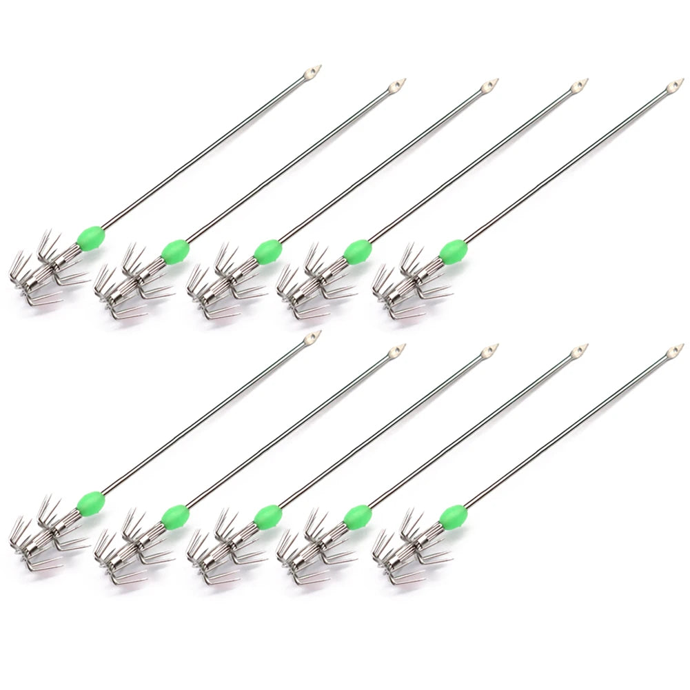 10pcs Double-Layer Umbrella Squid Hooks Stainless Steel Hook Fishing Accessories