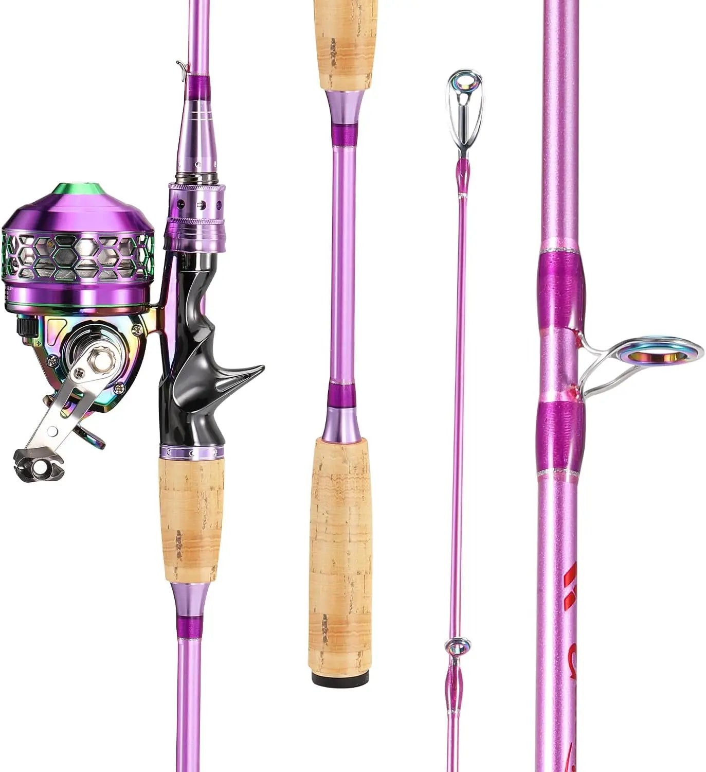 Medium Heavy Spincast Fishing Rod Reel Combo, 2-Piece Pole with Smooth Push-Button Bait Casting Design