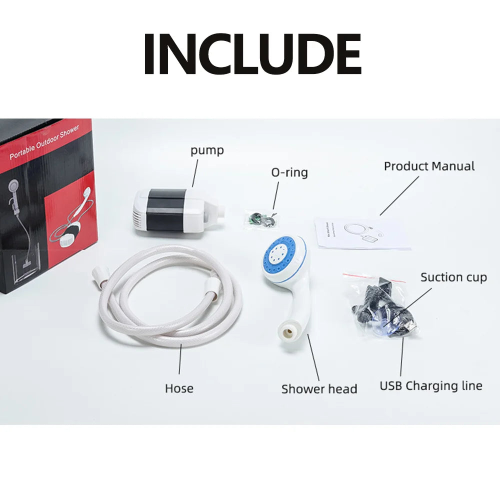 Portable Outdoor Shower Camping Travel Bathing Equipment Rechargeable Electric Shower Pump For Car Garden Camping Pet Cleaning