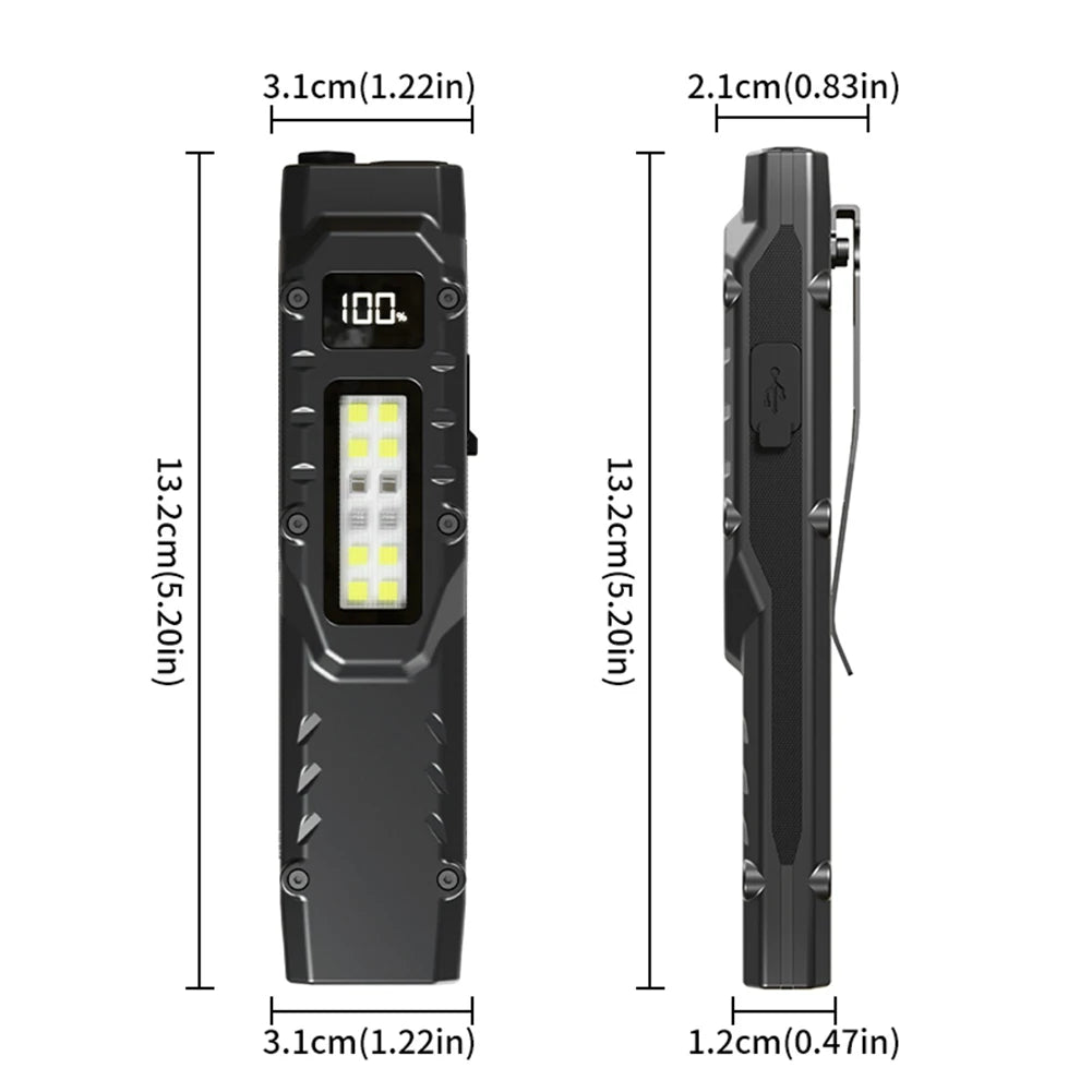 200M LED Super Bright Flashlight with Pen Clip Portable Pocket Flashlight IPX44 Waterproof Outdoor Emergency Light for Camping