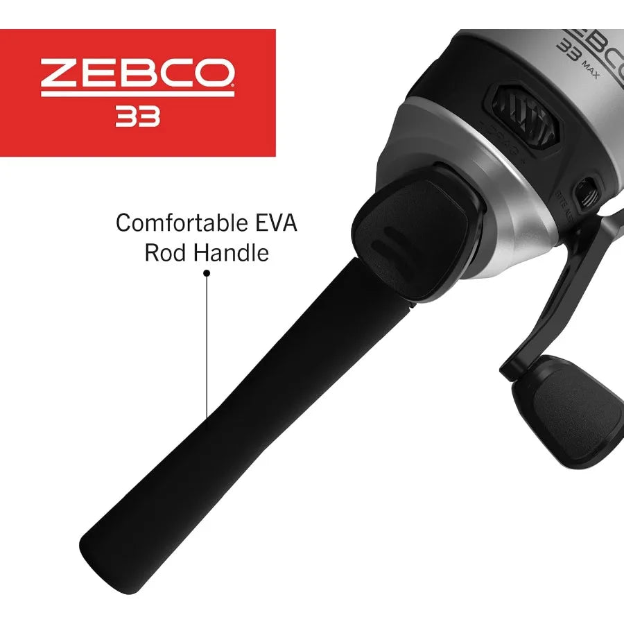 6 Foot 2 Piece Fiberglass Fishing Rod and Zebco 33 Spincast Reel Combo with EVA Handle for Enhanced Comfort and Precision Casting