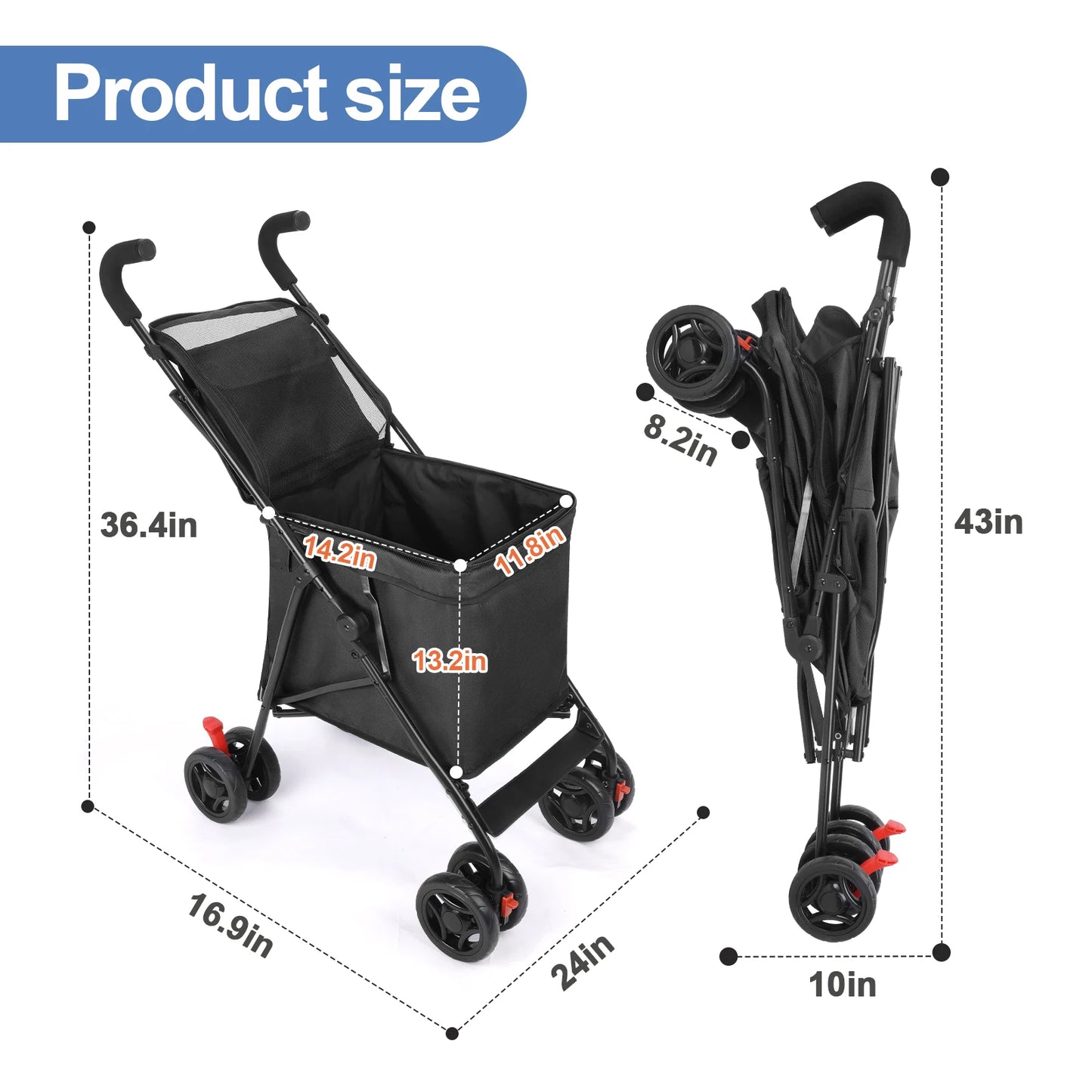 Multifunctional Cart Folding Portable  Durable Lightweight Market Purchase Bag Trolley,Pet Stroller,For Picnic