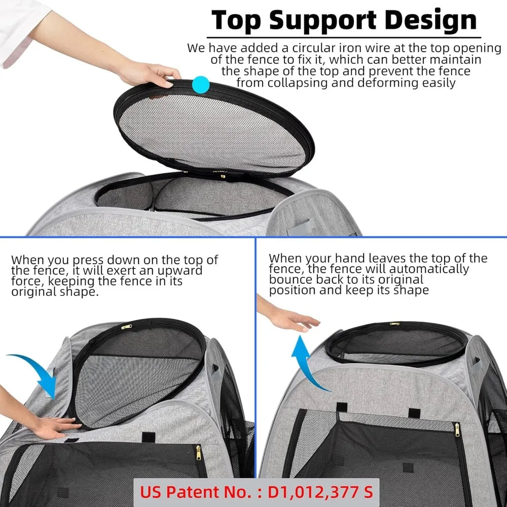 Portable Foldable Pet Playpen, Trapezoidal Design for Stability, Indoor Outdoor Cat Dog Tent Enclosure