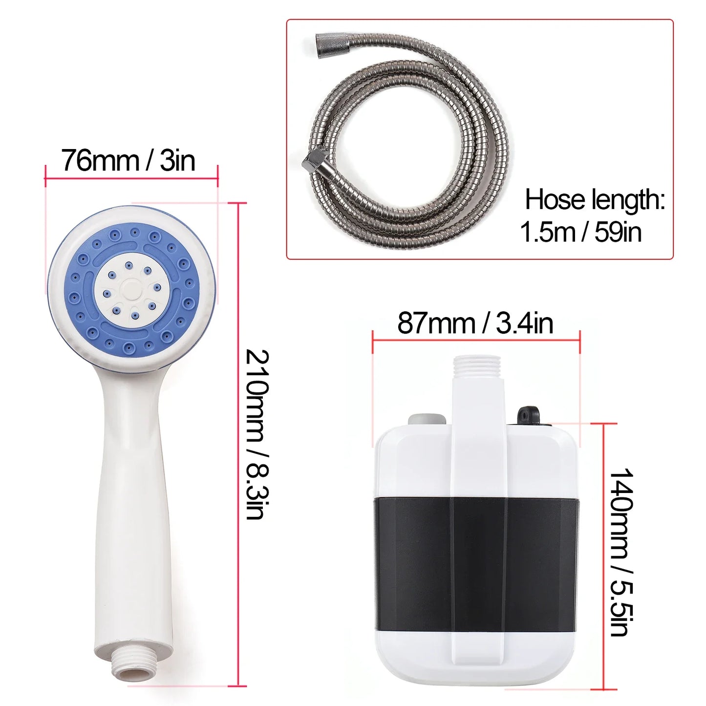 Portable Outdoor Shower Camping Travel Bathing Equipment Rechargeable Electric Shower Pump For Car Garden Camping Pet Cleaning