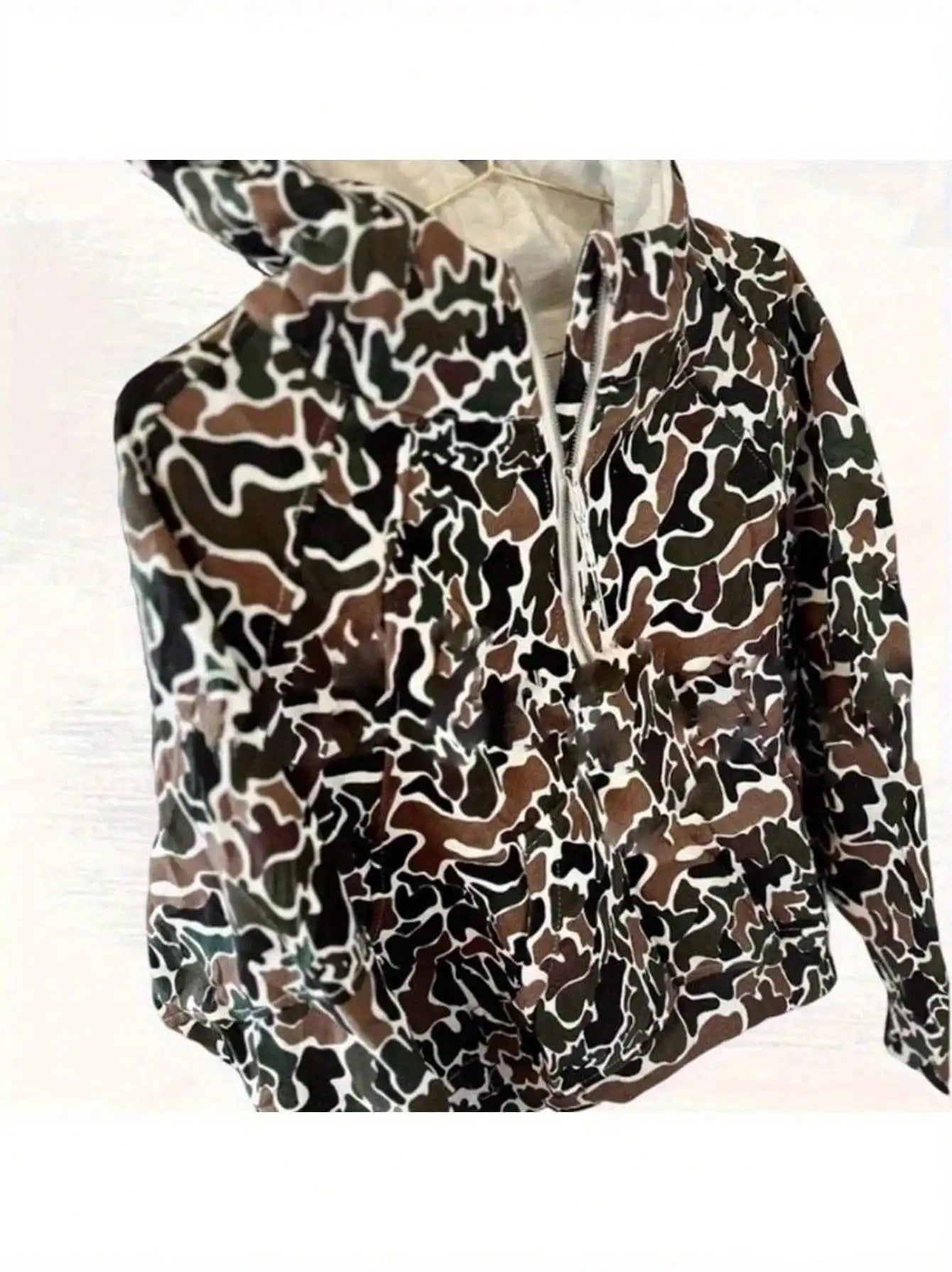 Women's Camo Print Half-Zip Pullover Jacket - Casual Outdoor Wear