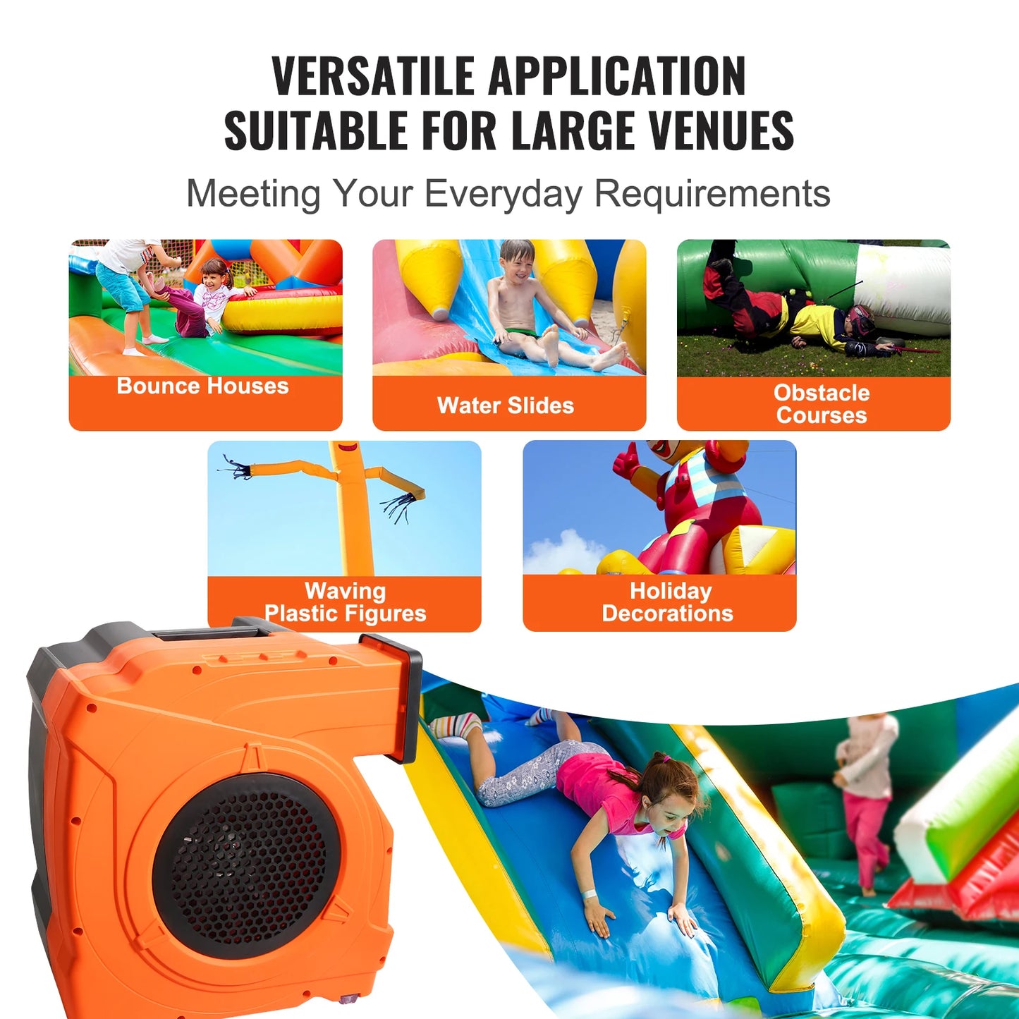 SucceBuy Inflatable Blower Bounce House Pump Commercial Inflatables Castle Electric Fan Waterslides Tested to UL Standards