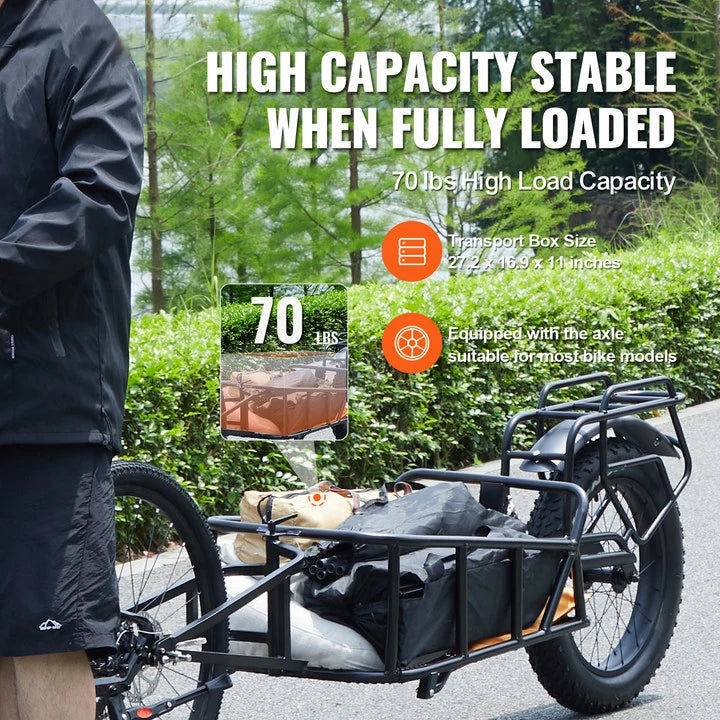 SucceBuy Bike Cargo Trailer 70 lbs Capacity Heavy-Duty Bicycle Wagon Cart Compact Storage & Quick Release Structure 20" Wheels