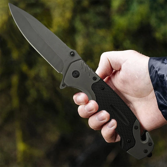 1pc Folding Pocket Knife 3Cr13 Stainless Steel Blade Multitool Folding Knives ABS Spray Rubber Handle Pocket Clip Tactical Knife