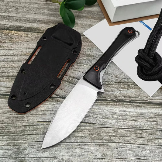 Tactical Survival Hunting Straight Knife BM 18050 CPM-MagnaCut 2.7" Stonewash Fixed Blade Knife Blue TPV Handle Cutting Tools