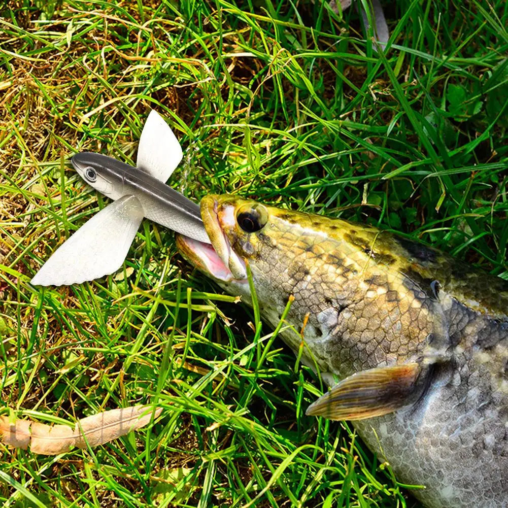 2Pcs 21cm 124g Bionic Flying Fish Fishing Lures Artificial Soft Bait (Black)