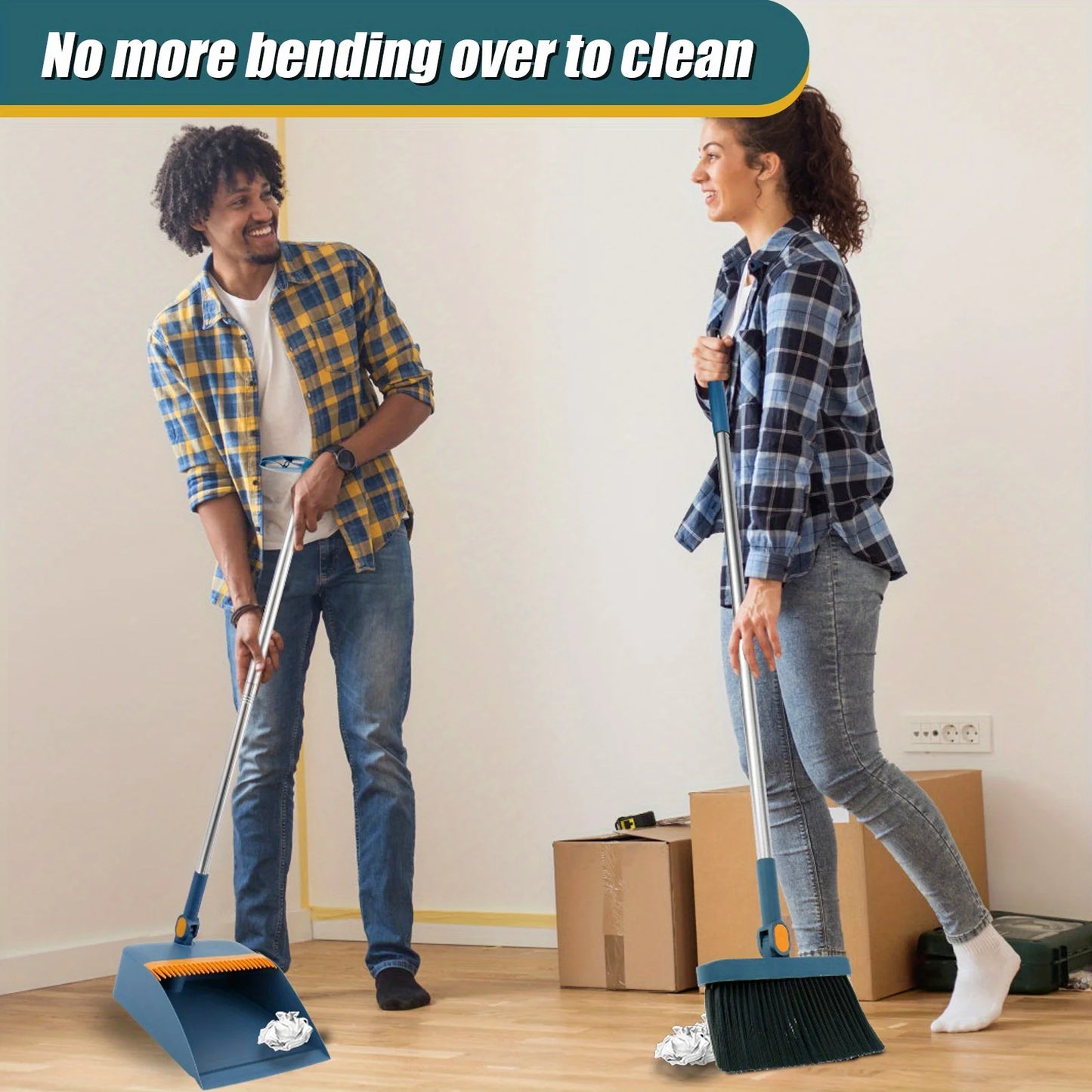 Two piece new broom set, dustpan combination, household sweeping broom, folding broom, wiper, dustpan, garbage shovel