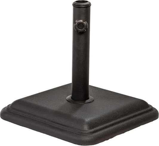 26lb Cast Stone Outdoor Umbrella Stand Base for Patio Tables, Fits 1.3-1.8" Poles, Black