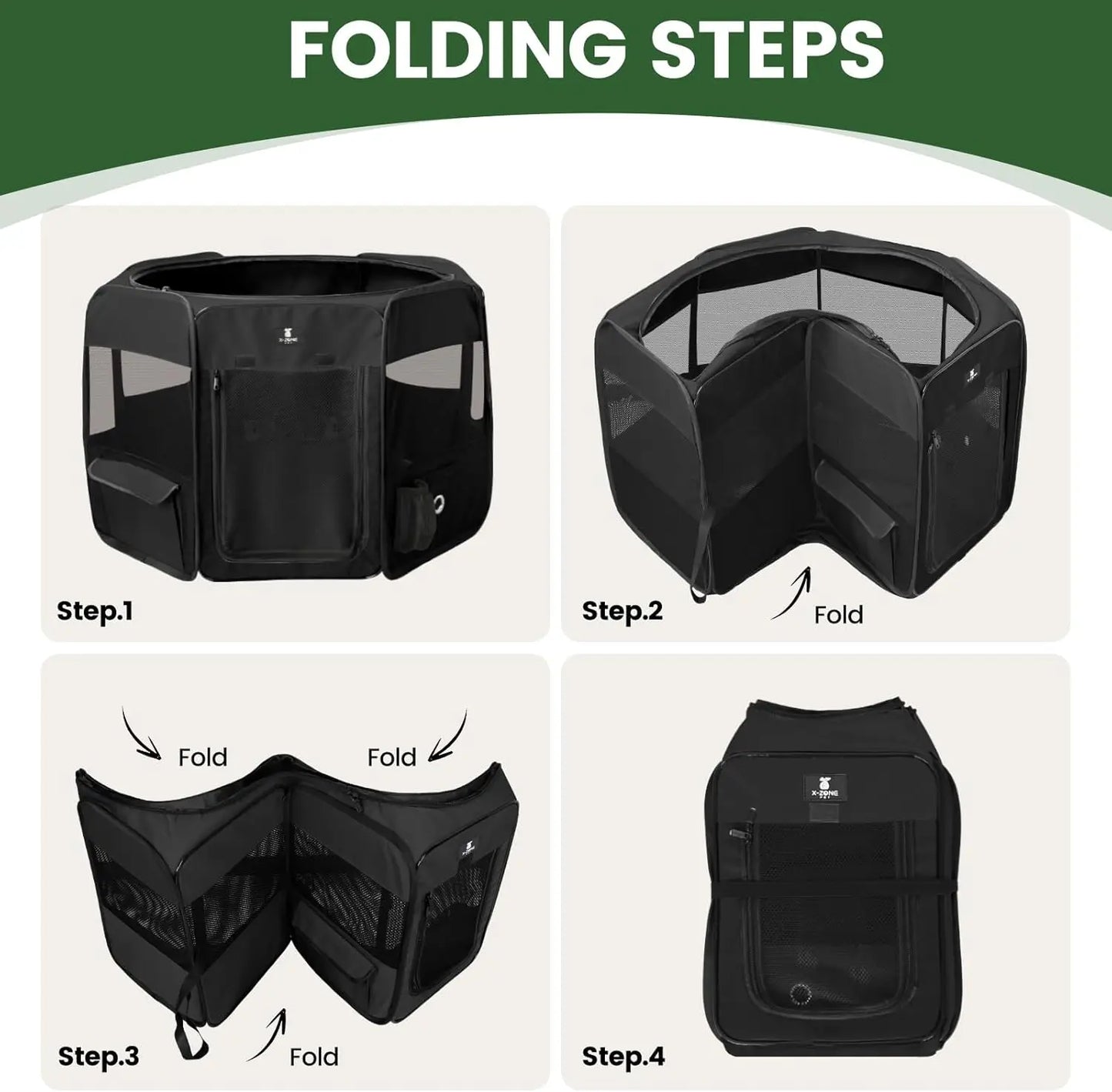 Portable Foldable Pet Playpen for Dogs Cats Rabbits, Indoor Outdoor Travel Camping Black Small